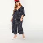 Shein Surplice Neck Flounce Sleeve Wide Leg Jumpsuit