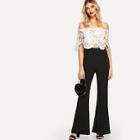 Shein Lace Panel Off Shoulder Jumpsuit
