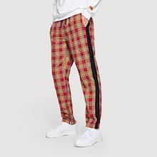 Shein Men Cu And Sew Plaid Drawstring Pants