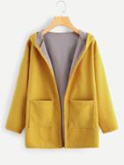 Shein Contrast Lining Drop Shoulder Hooded Coat