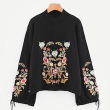 Shein Plus Knot Side Floral Embroidered Jumper