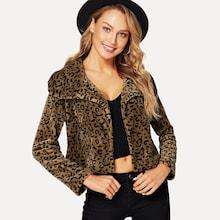 Shein Waterfall Leopard Teddy Coat