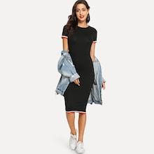 Shein Striped Trim Tee Dress