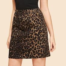 Shein Elastic Waist Leopard Skirt