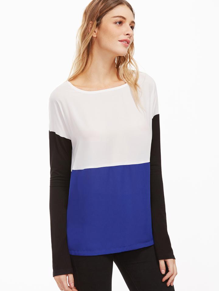 Shein Color Block Drop Shoulder Top