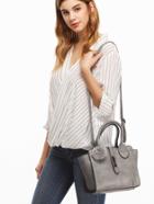 Shein Grey Quilted Pu Pom Pom Winged Tote Bag With Strap