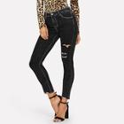 Shein Letter Embroidered Ripped Jeans