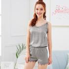 Shein Solid Eyelash Trim Pajama Set