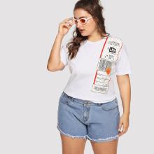 Shein Plus Graphic Applique Tee