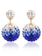 Shein Rhinestone Ball Double Sided Stud Earrings - Royal Blue
