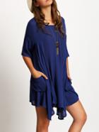 Shein Royal Blue Crew Neck Pockets Shift Dress