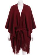 Shein Red Tie-waist Tassel Cape Sweater