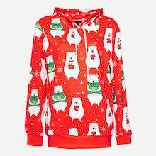 Shein Men Christmas Bear Print Hooded Sweatshirt
