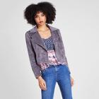 Shein Zipper Up Front Crop Biker Jacket