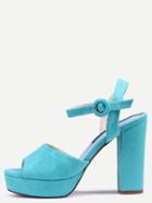 Shein Blue Platform Chunky Mule Sandals