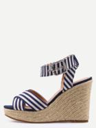 Shein Crisscross Striped Ankle Strap Sandals - Blue
