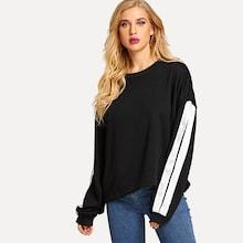 Shein Pocket Back Contrast Stripe Sweatshirt