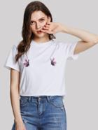 Shein Butterfly Embroidered Appliques Tee