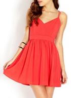 Rosewe Catching Strap Design Open Back Red A Line Dress