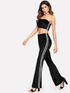 Shein Striped Velvet Bandeau & Pants Set