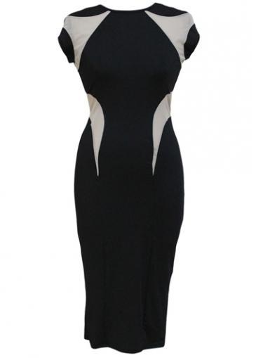 Rosewe Graceful Round Neck Short Sleeve Mid Calf Dress