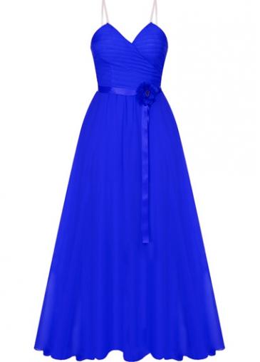 Rosewe Spaghetti Strap Royal Blue Maxi Dress