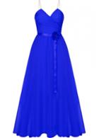 Rosewe Spaghetti Strap Royal Blue Maxi Dress