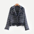 Shein Fringe Trim Tweed Coat