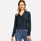 Shein Button Front Mock Neck Top