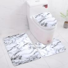 Shein Marble Pattern Print Bath Mat 3pcs