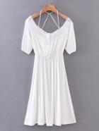 Shein Contrast Lace Caged Back A Line Dress