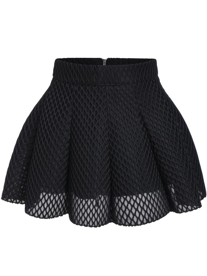 Shein Black Mesh Flare Mini Skirt