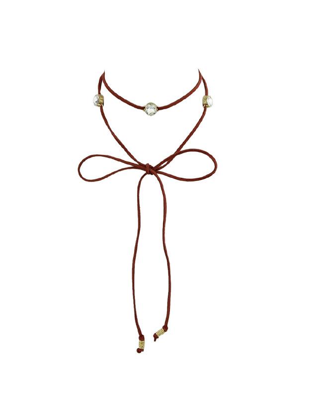 Shein Multi Layer Statement Necklace Red Pu Leather Choker Necklace