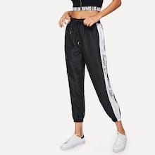 Shein Letter Tape Side Drawstring Waist Pants