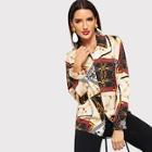 Shein Scarf Print Blouse