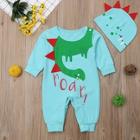 Shein Toddler Boys Dinosaur & Letter Print Jumpsuit With Hat