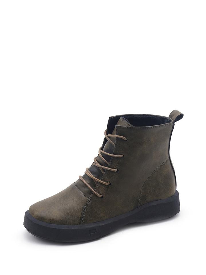 Shein Lace Up Pu Flatform Boots