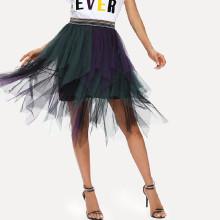 Shein Asymmetrical Hem Mesh Skirt