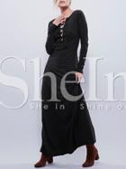Shein Black Long Sleeve Maxi Dress