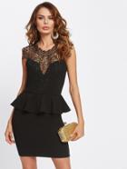 Shein Lace Yoke Cut Out Back Combo Dress