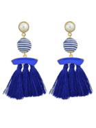 Shein Blue Bohemian Jewelry Handmade Bead Long Tassel Ethnic Earrings