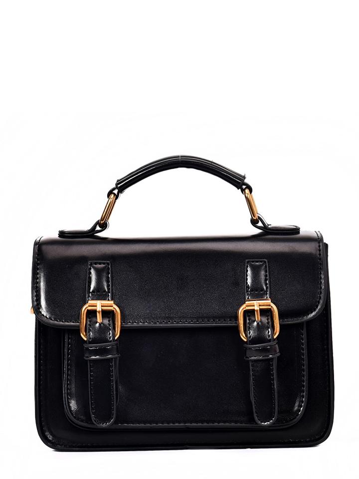 Shein Double Buckle Pu Satchel Bag