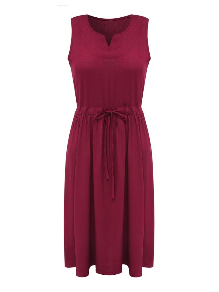Shein V Cut Neck Drawstring Waist Dress