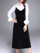 Shein Black Spaghetti Strap Two-pieces T-shirt Dress