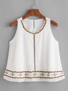 Shein White Embroidered Layered Tank Top