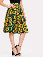 Shein Random Sunflowers Print Skirt