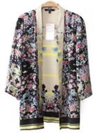 Rosewe Pretty Three Quarter Sleeve Print Cardigans For Woman