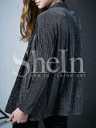 Shein Black Gliter Ribbed Pockets Coat