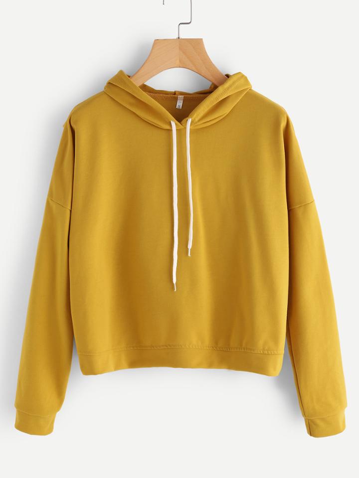 Shein Drop Shoulder Overlap Back Hoodie