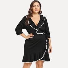 Shein Plus Contrast Binding Ruffle Dress